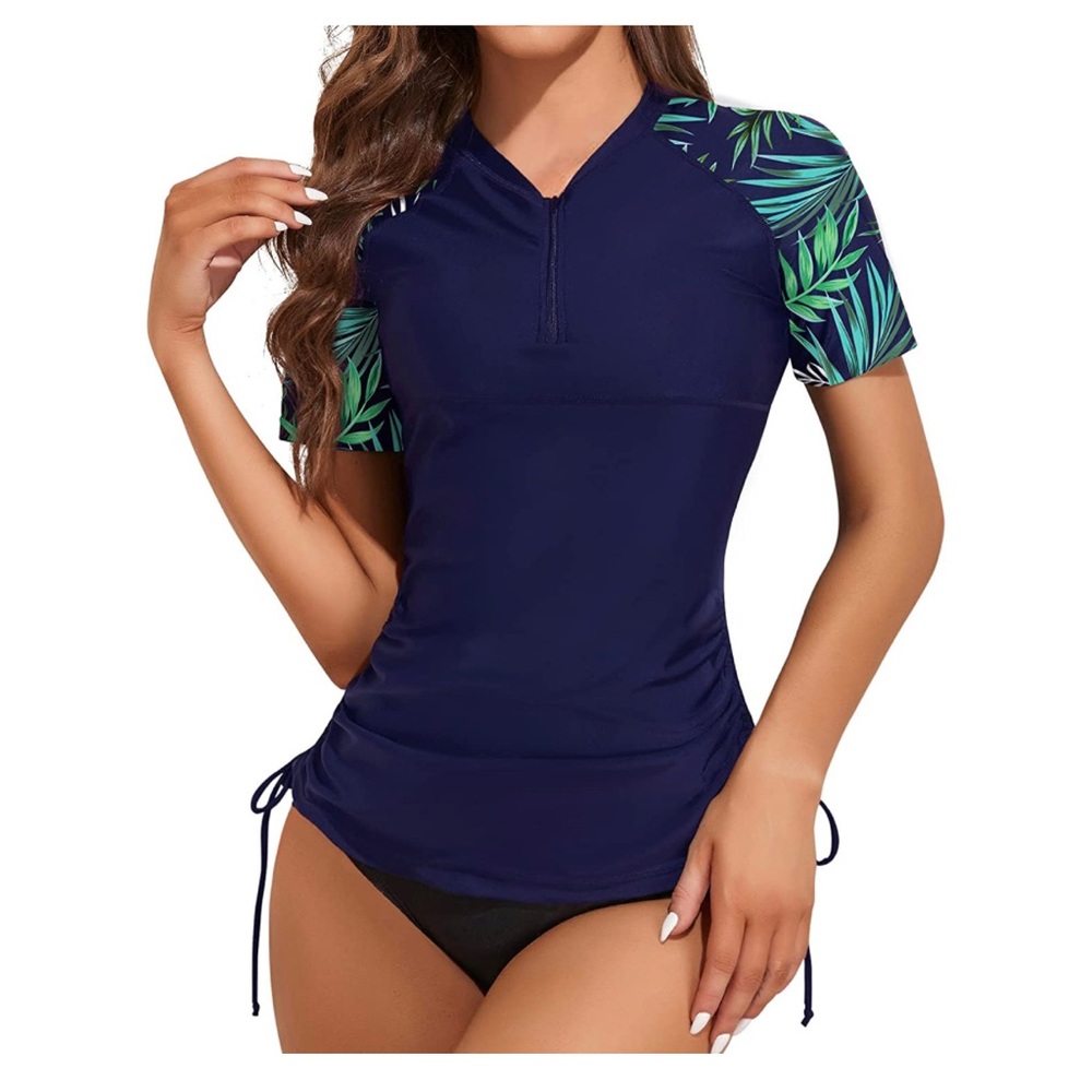 Holipick Women 2 Piece Rash Guard Short Sleeve Swim Shirt with Bottom UPF50